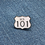 Highway 101 Pin - Oregon Washington California Lapel Cast Metal Enamel Rubber Backing 7/8"