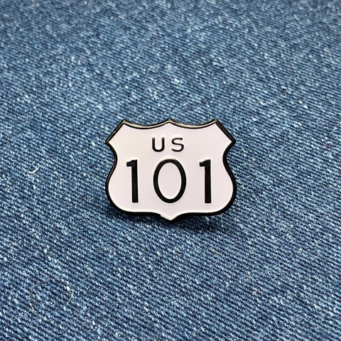 Highway 101 Pin - Oregon Washington California Lapel Cast Metal Enamel Rubber Backing 7/8"