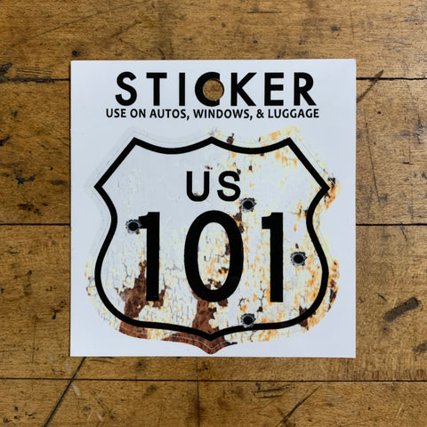 US 101 "Rusty" Highway Sign Sticker - California Oregon Washington Decal UV Protection Cars Boats RVs 2-7/8"