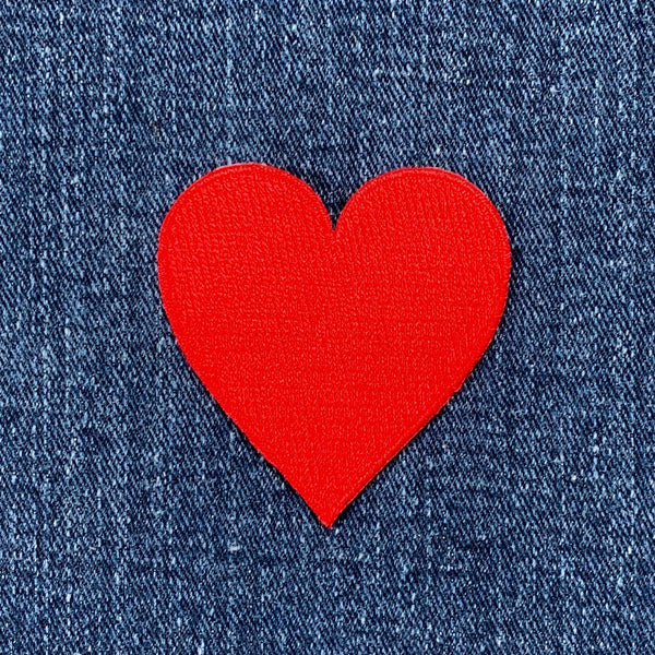 MECCANIXITY Heart Shaped Iron On Patches Embroidered Sew Patches Appliques Garment Embellishments For Clothing Repair Backpack Shoes Decoration Rose Red Pack Of 30