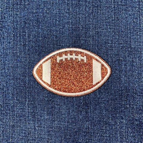 Glitter Football Applique Patch - Medium Embroidered Sports Ball Badge 3" (Iron Or Sew On)