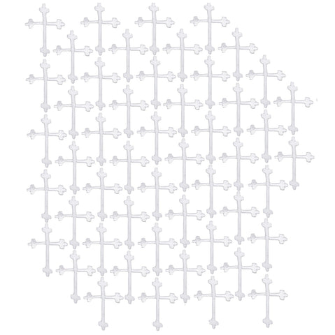50-Pack Small White Cross Applique Patch - Christ Jesus Baptism 1.25" (Iron on)
