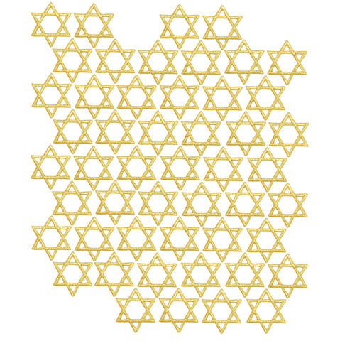 50-Pack Mini Star of David Applique Patch - Metallic Gold, Hanukkah 1" (Iron on)