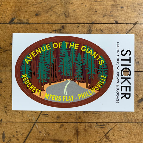 Avenue of the Giants Sticker - California Humboldt County Redwoods Vinyl Decal Fade Resistant 3-3/8"