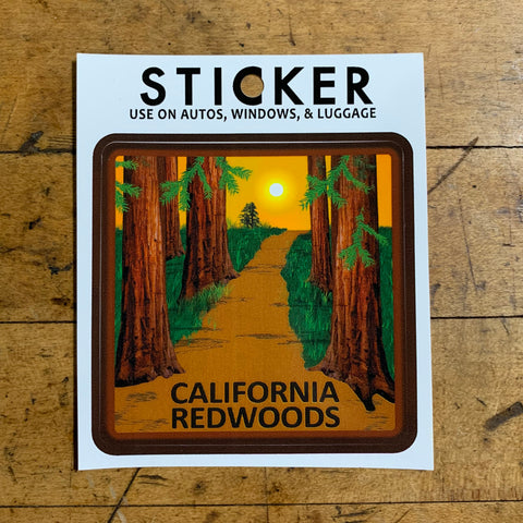 California Redwoods Sticker - Vinyl CA Hiking Camping Backpacking Decal with UV Protection for Boat Car RV 3"