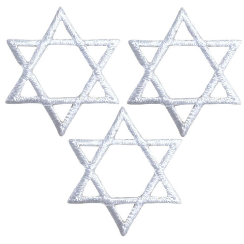 Mini White Star of David Applique Patch - Jewish Judaism Hanukkah 1" (3-Pack, Iron on)