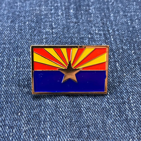 Arizona Flag Pin - AZ Flag Cast Metal Enamel Rubber Backing 1.25"