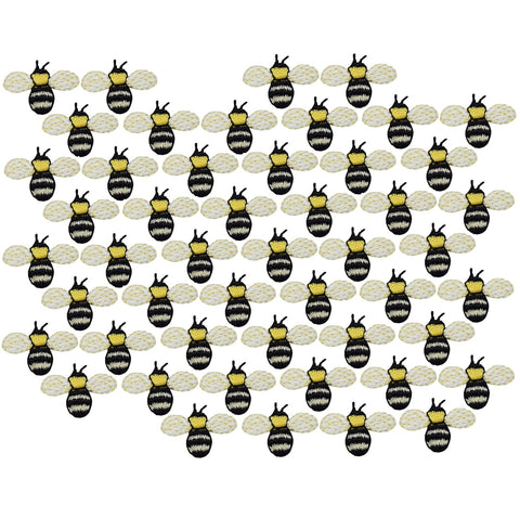 50-Pack Mini Bumblebee Applique Patch - Yellow Bee Insect Bug 3/4" (Iron on)