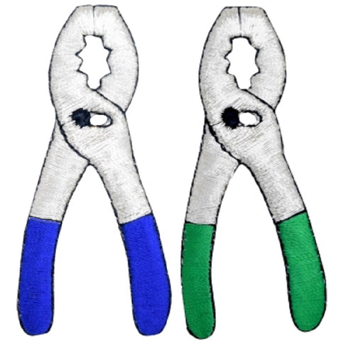 Pliers Applique Patch Set - Mechanic Construction Tool Embroidered Badge 2.75" (2-Pack, Iron on)