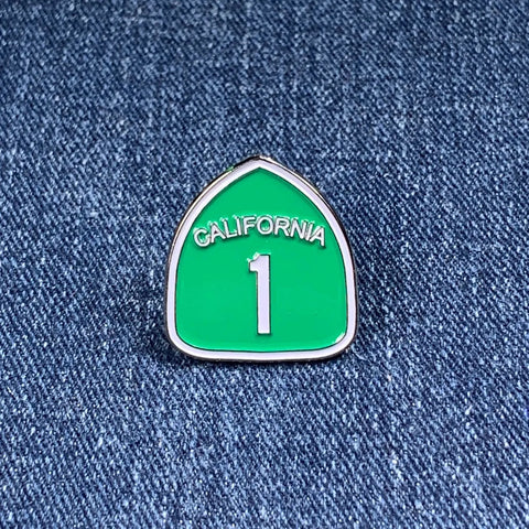 California Highway 1 Pin - CA Hwy One Cast Metal Enamel Rubber Backing 15/16"