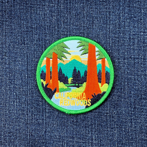 California Redwoods Patch - Embroidered Hiking Badge 3" (Iron Or Sew On)