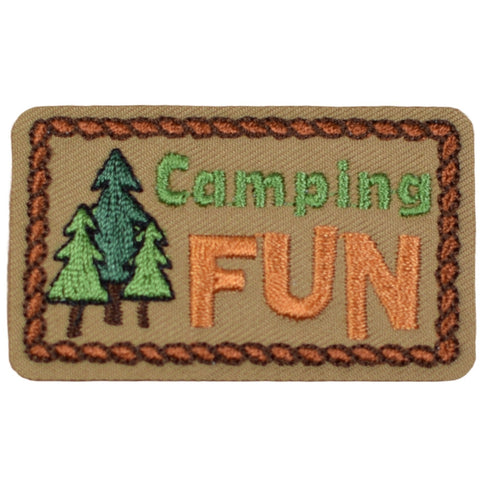 Camping Fun Applique Patch - Camping Hiking Backpacking Badge 2-1/8" (Clearance, Iron On)