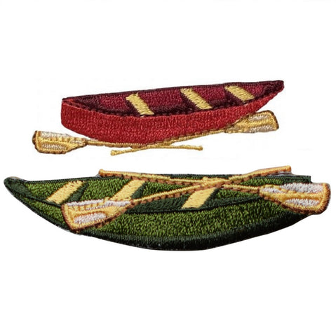 Canoe Applique Patch Set - Fishing Outdoor Water Sports Embroidered Badges (2-Pack, Iron on)