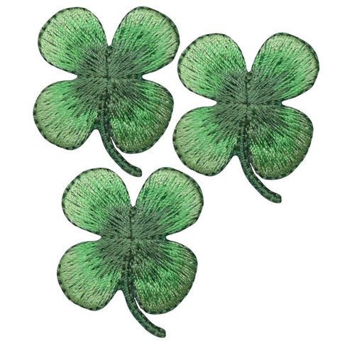 3-Pack Four Leaf Clover Applique Patch - Shamrock Good Luck Embroidered Badge 1.5" (Iron on)
