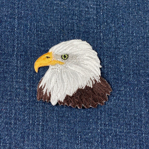 Eagle Head Applique Patch - American Bald Eagle Embroidered Bird Badge 2-1/8" (Iron On)