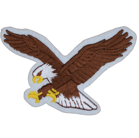Eagle Applique Patch - White Felt, Flying Landing Bird Badge 3" (Iron or Sew On)