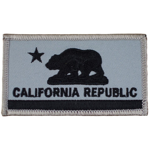 California Flag Patch - Black & Gray CA Republic Embroidered Badge 3.25"