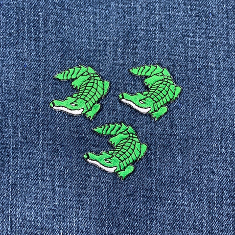 3-Pack Alligator Applique Patch - Mini Embroidered Crocodile Gator Badge 1-3/8" (Iron On)