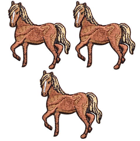3-Pack Horse Applique Patch - Small Embroidered Animal Badge 1-5/8" (Iron on)