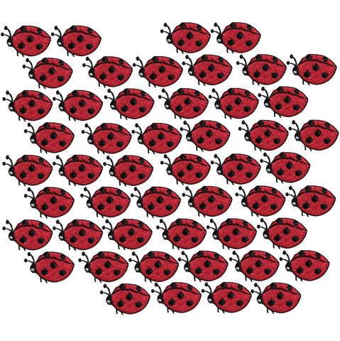 50-Pack Mini Ladybug Applique Patch - Insect, Bug Badge 1" (Iron on)