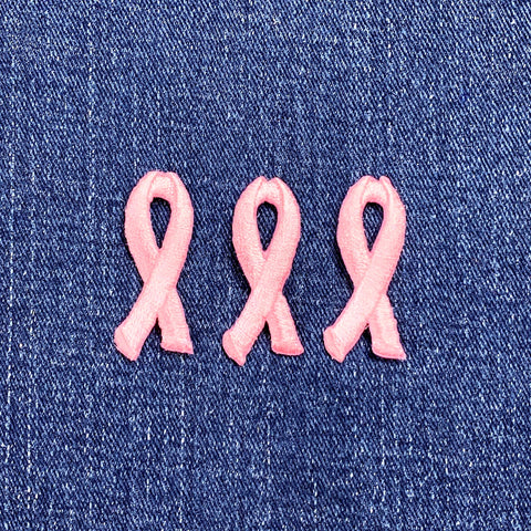 3-Pack Pink Ribbon Applique Patch - Breast Cancer Awareness Badge 1.5" (Iron On)
