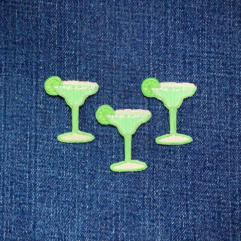 3-Pack Margarita & Lime Applique Patch - Cocktail Alcohol Tequila Mezcal Embroidered Badge 1.5" (Iron On)