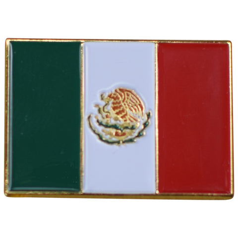 Mexican Flag Pin - Mexico, Enamel, Cast Iron, Metal, Rubber Backing 1.25" Wide