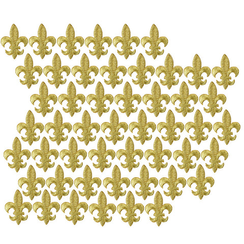 50-Pack Mini Fleur De Lis Applique Patch - Metallic Gold Saints 1-1/8" (Iron on)