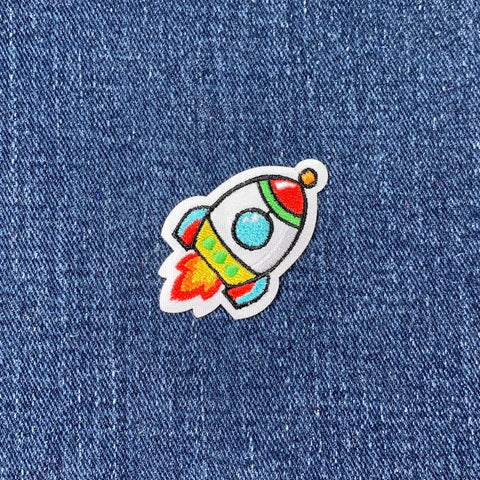 Mini Rocket Applique Patch - Space Shuttle Spaceship Astronaut Embroidered Badge 1-5/8" (Iron on)