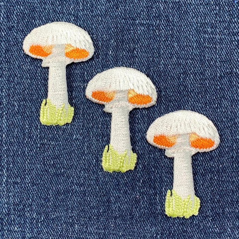 3-Pack Mushroom Applique Patch - Embroidered Hiking Nature Badge 1-5/8" (Iron Or Sew On)