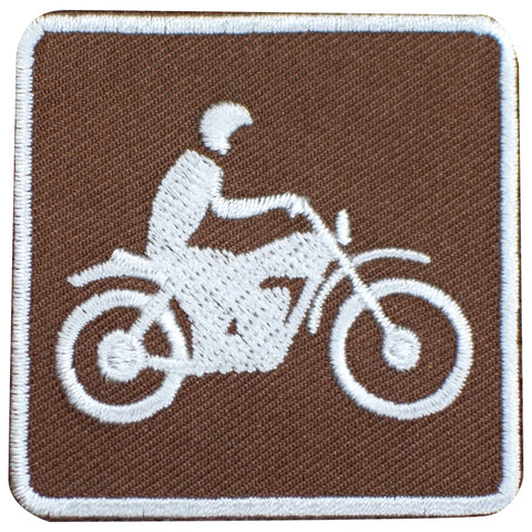 Motorcycle Applique Patch - Park Sign Recreational Activity Badge 2" (Iron on)