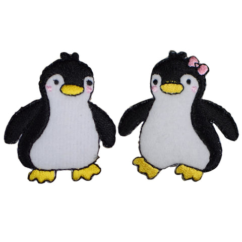 Boy & Girl Penguin Applique Patch Set - Bird Zookeeper 1.75" (2-Pack, Iron on)