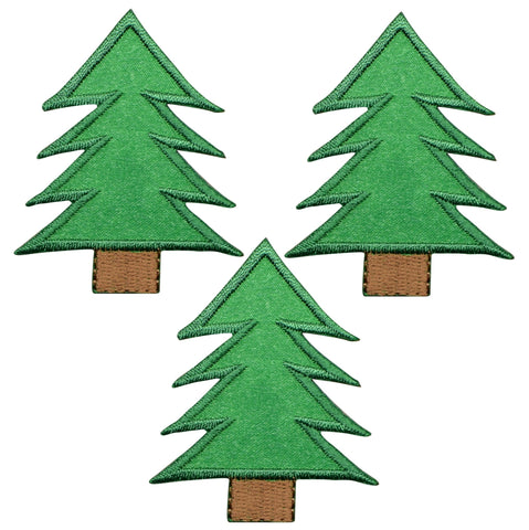 Pine Tree Applique Patch - Evergreen Conifer Badge 2.25" (3-Pack, Iron on)