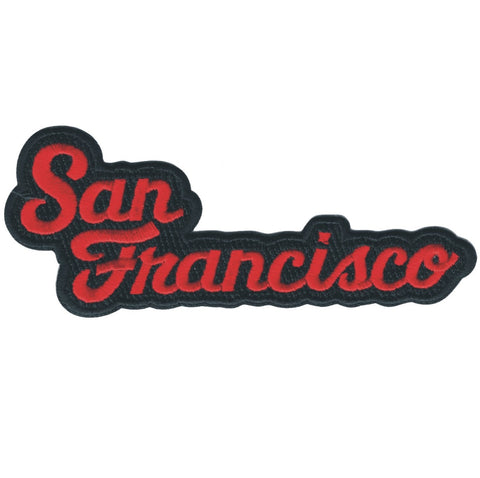 San Francisco Patch - California, Red/Black Script Badge 4-5/8" (Iron on)