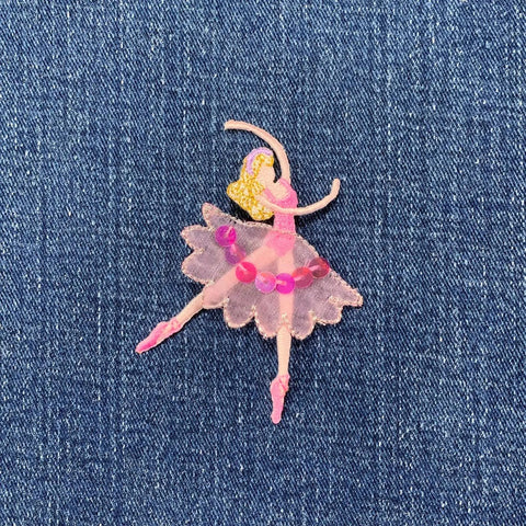 Sequin Ballerina Applique Patch - Embroidered Ballet Dancer Badge 3" (Iron On)