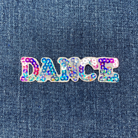 Dance Applique Patch - Embroidered Multicolor Sequin Badge 3" (Iron On)