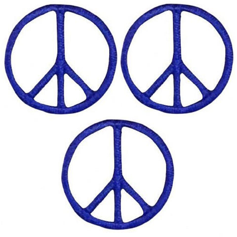 3-Pack Peace Sign Applique Patch - Mini Royal Blue Embroidered Badge 1" (Clearance)
