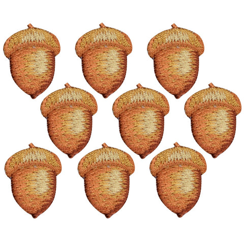 Mini Acorn Nut Applique Patch - Fall, Autumn Badge 7/8" (9-Pack, Iron on)