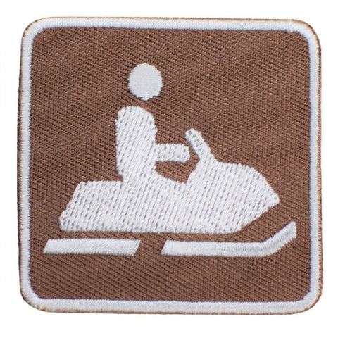 Snowmobile Patch - Winter Snow Park Sign Recreational Activity Embroidered Badge 2" (Iron On)