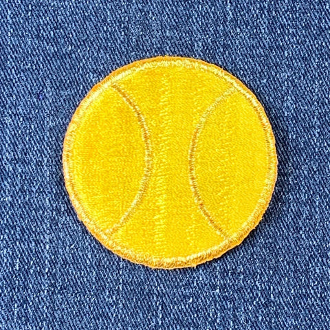 Tennis Ball Applique Patch - Metallic Gold Embroidered Sports Ball Badge 2" (Iron Or Sew On)