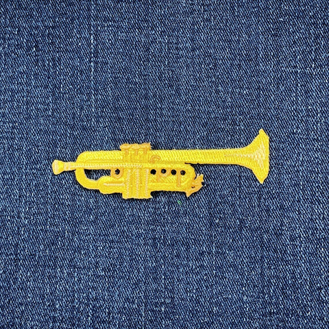 Trumpet Applique Patch - Embroidered Music Instrument Badge 3.25" (Iron On)