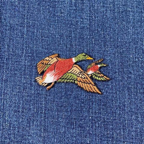 Two Ducks Applique Patch - Drake Mallard Water Fowl Embroidered Bird Badge 2.5" (Iron On)