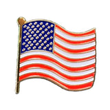 American Flag Pin - Wavy USA United States Lapel Cast Metal Enamel Rubber Backing 1-3/16"