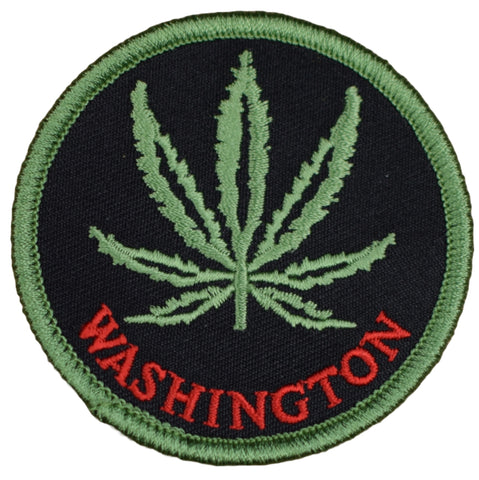 Washington Weed Leaf Patch - Seattle Tacoma Olympia WA Cannabis 2.5" (Clearance, Iron on)