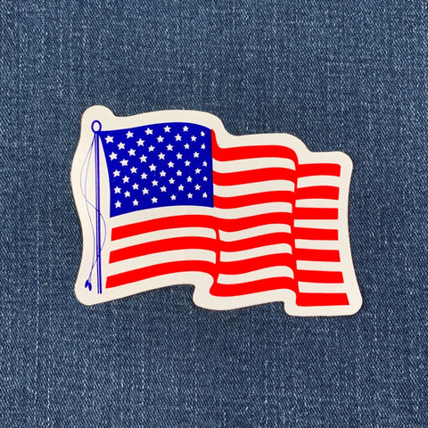 United States Wavy Flag Sticker - USA Decal Vinyl UV Protectant Boat Car RV Truck 3-5/8" x 2-5/8"