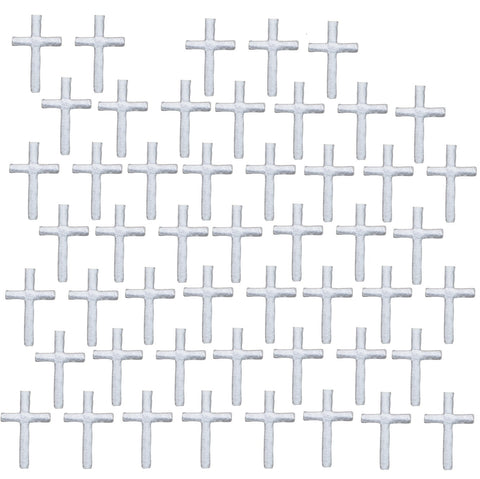 50-Pack Mini White Cross Applique Patch - Religious Jesus Baptism 1" (Iron on)