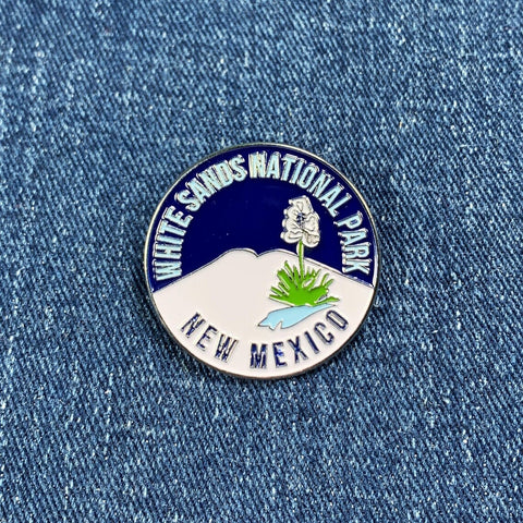 White Sands National Park Pin - New Mexico Cast Metal Enamel Rubber Backing 1.25"