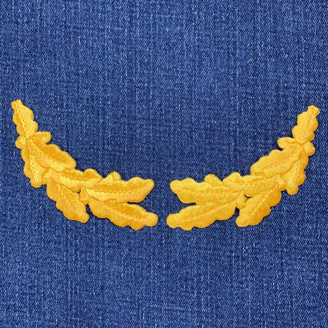 Scrambled Eggs Patch Set - Yellow Military Cap Captain Hat Embroidered Oak Leaves 3.75" (Iron On)