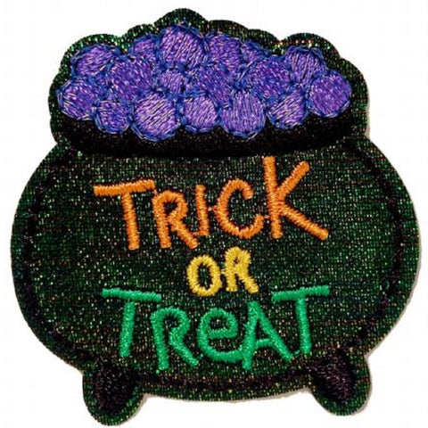 Trick or Treat Cauldron Applique Patch - Halloween Witch Potion 1-5/8" (Iron on)