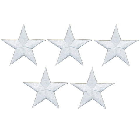 Star Applique Patch - White 1.5" (5-Pack, Iron on) - Patch Parlor